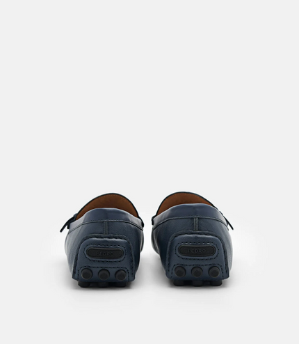 Saffiano Leather Driving Shoes - Navy