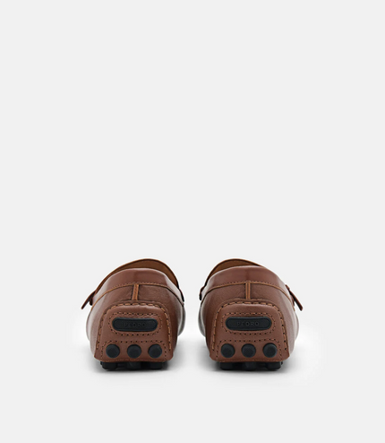 Saffiano Leather Driving Shoes - Brown