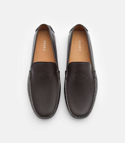 PEDRO Icon Leather Driving Shoes - Dark brown