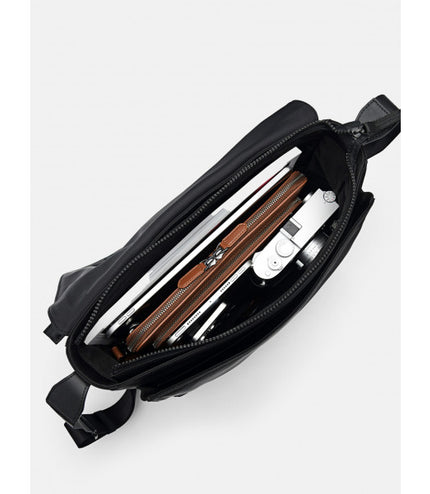 Nylon Messenger Bag - Black