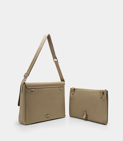 Nylon Messenger Bag - Taupe