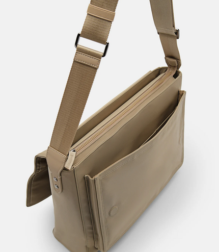 Nylon Messenger Bag - Taupe