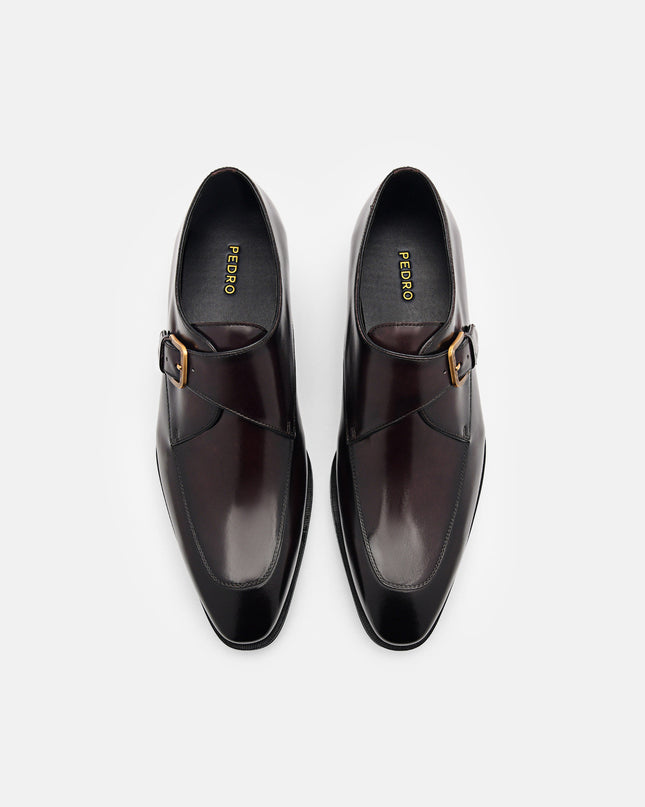 Gio Leather Monkstrap Shoes - Dark Brown