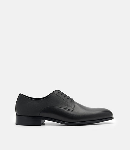 Saffiano Leather Derby Shoes - Black