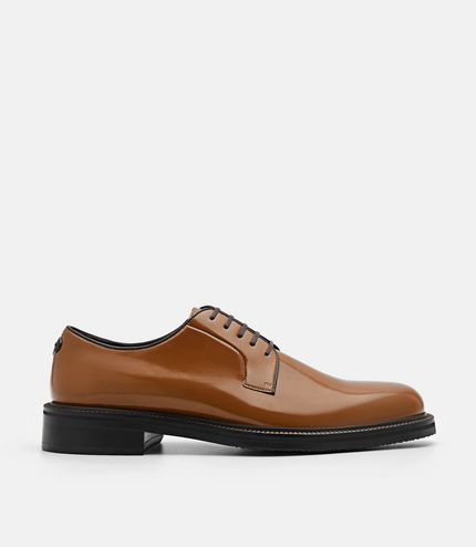 Leather Derby Shoes - Cognac