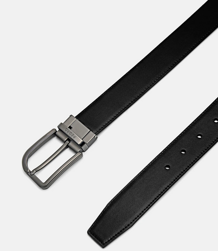 Embossed Leather Reversible Pin Belt