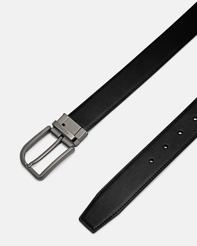 Embossed Leather Reversible Pin Belt