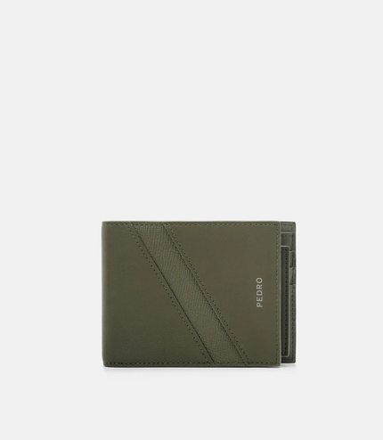 Leather Bi-Fold Wallet with Insert - Military Green