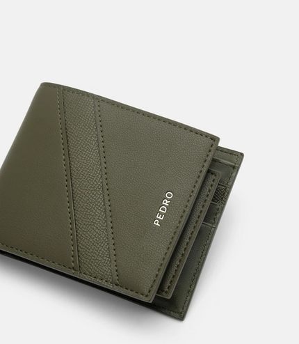 Leather Bi-Fold Wallet with Insert - Military Green