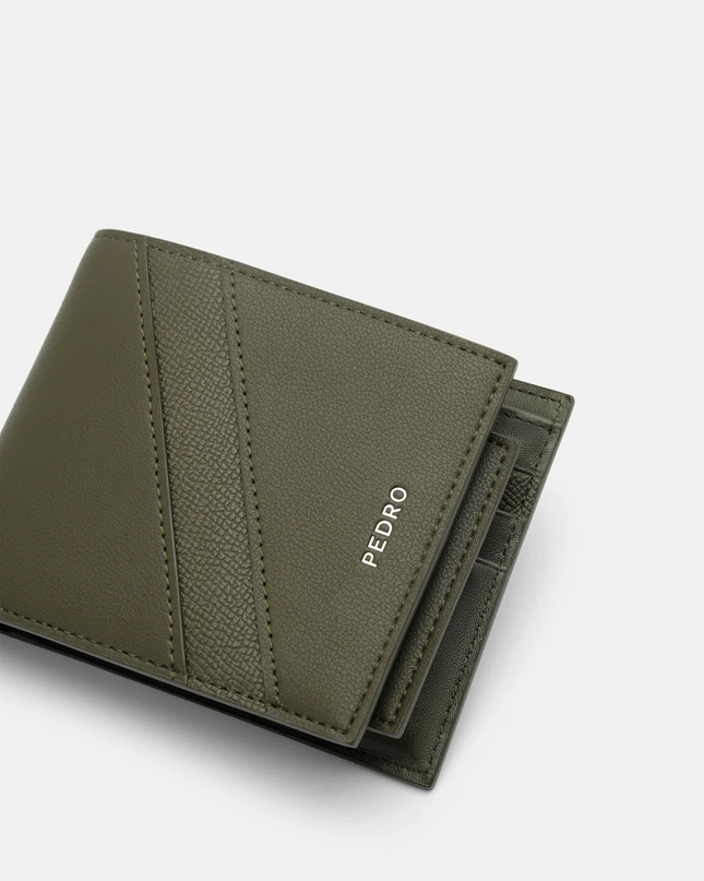 Leather Bi-Fold Wallet with Insert - Military Green