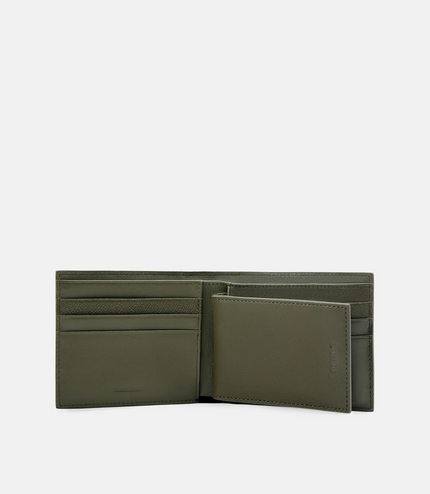Leather Bi-Fold Wallet with Insert - Military Green