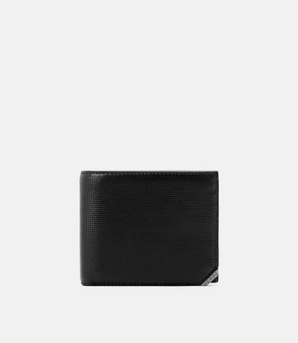 Leather Bi-Fold Flip Wallet in Pixel - Black