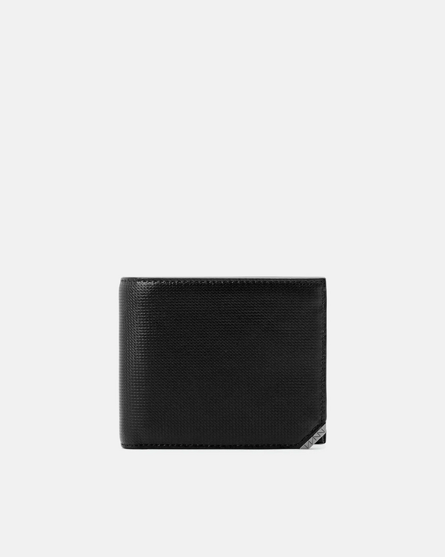 Leather Bi-Fold Flip Wallet in Pixel - Black