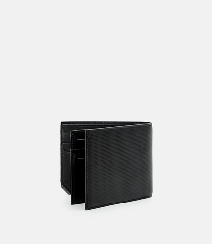 Leather Bi-Fold Flip Wallet in Pixel - Black