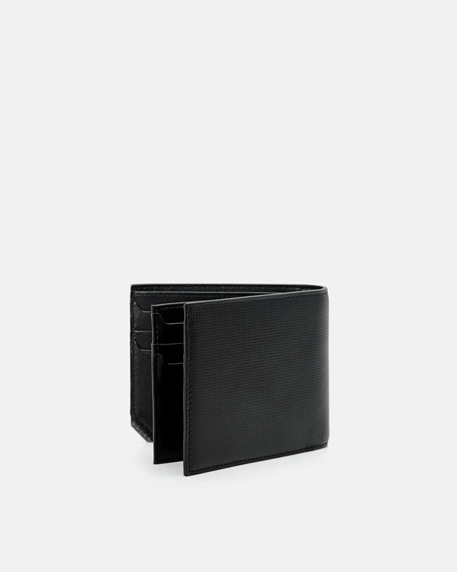 Leather Bi-Fold Flip Wallet in Pixel - Black