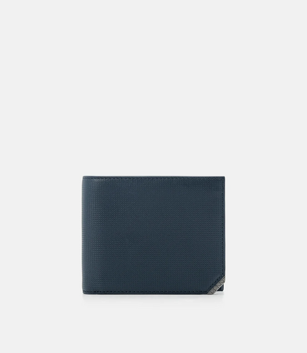 Leather Bi-Fold Flip Wallet in Pixel - Black