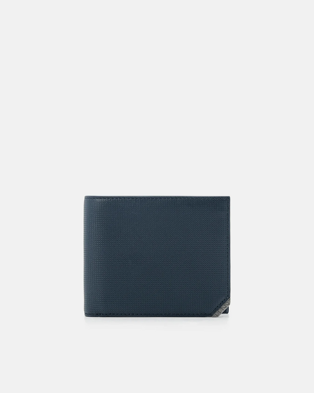 Leather Bi-Fold Flip Wallet in Pixel - Navy