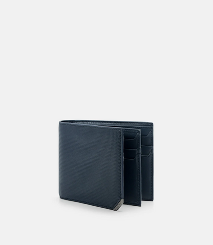 Leather Bi-Fold Flip Wallet in Pixel - Navy