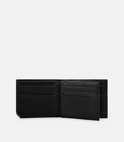 Leather Bi-Fold Flip Wallet in Pixel - Black