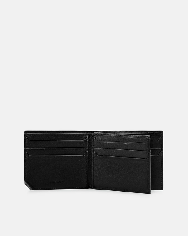 Leather Bi-Fold Flip Wallet in Pixel - Black
