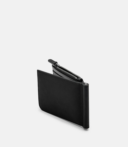 Leather Bi-Fold Money Clip - Black