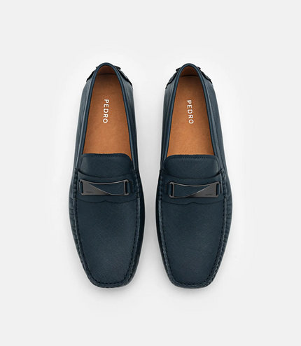 Edge Leather Driving Shoes - Navy