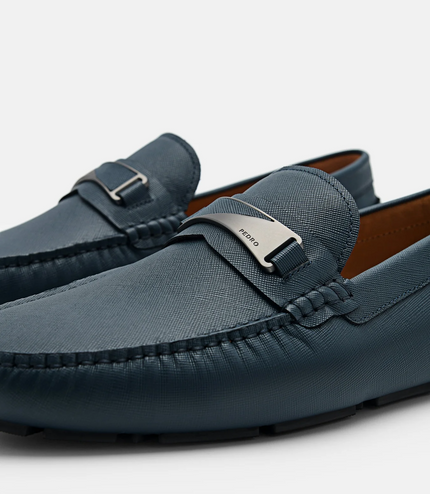 Edge Leather Driving Shoes - Navy