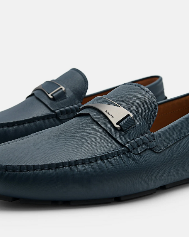 Edge Leather Driving Shoes - Navy