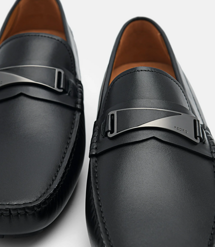 Edge Leather Driving Shoes - Black