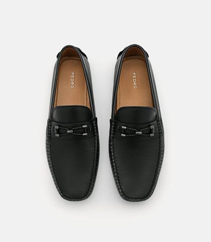 Leather Horsebit Moccasins - Black