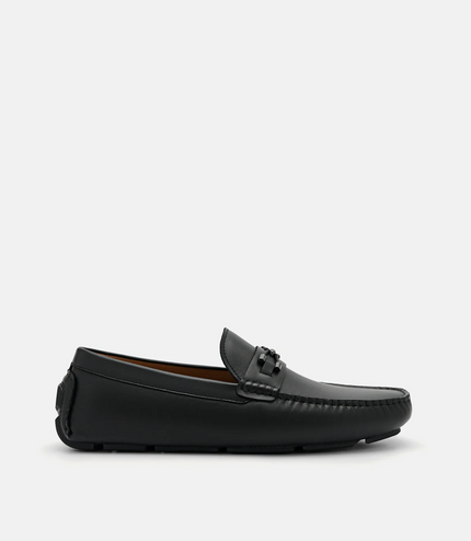 Leather Horsebit Moccasins - Black