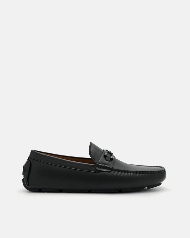 Leather Horsebit Moccasins - Black