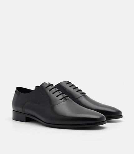 Burnished Leather Oxford Shoes - Black