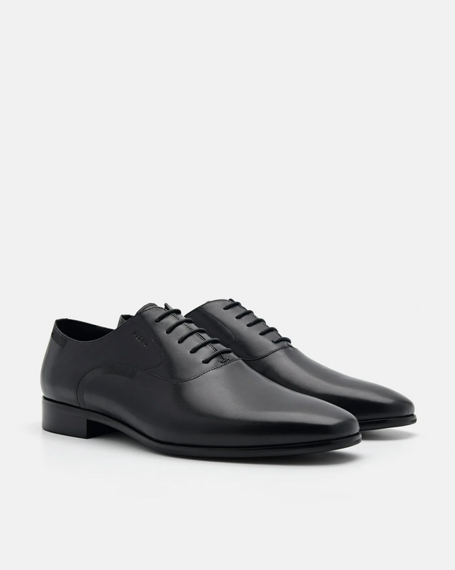 Burnished Leather Oxford Shoes - Black