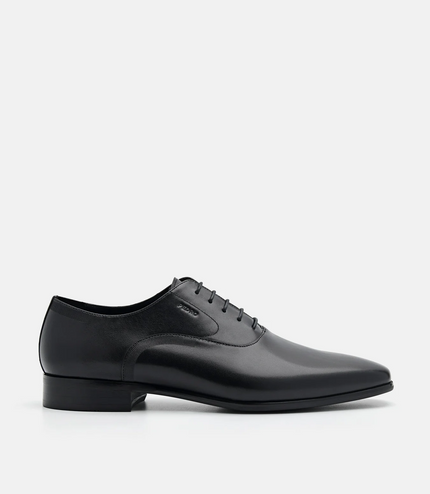 Burnished Leather Oxford Shoes - Black