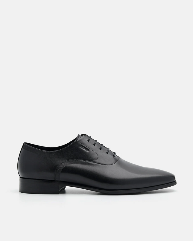 Burnished Leather Oxford Shoes - Black