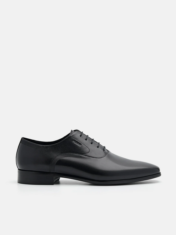 Burnished Leather Oxford Shoes - Black
