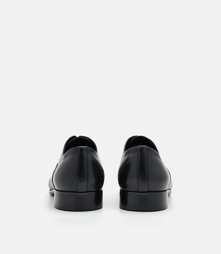 Burnished Leather Oxford Shoes - Black