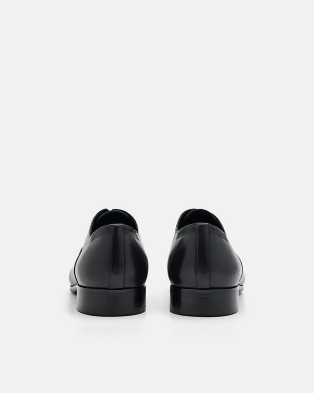 Burnished Leather Oxford Shoes - Black