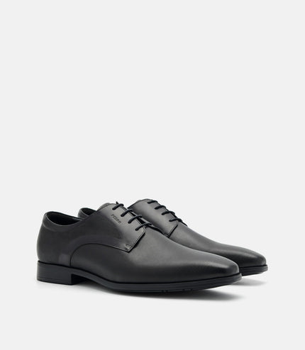 Altitude Lightweight Embossed Leather Derby Shoes - Black