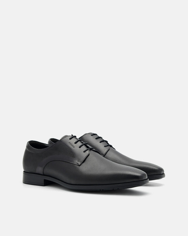 Altitude Lightweight Embossed Leather Derby Shoes - Black