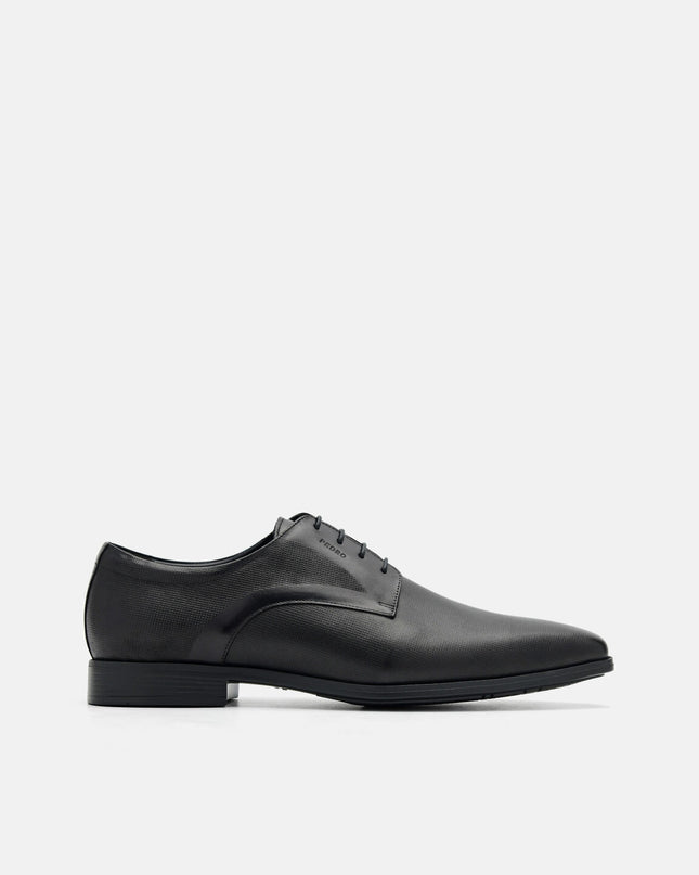 Altitude Lightweight Embossed Leather Derby Shoes - Black