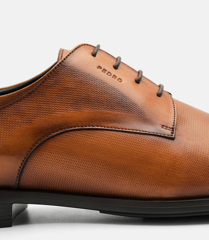 Altitude Lightweight Embossed Leather Derby Shoes - Brown