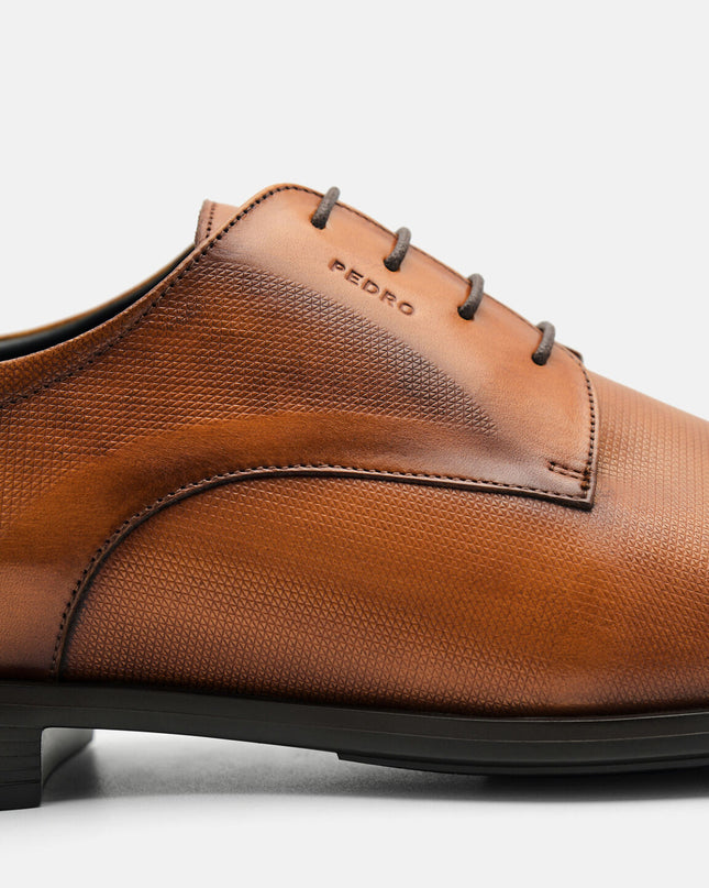 Altitude Lightweight Embossed Leather Derby Shoes - Brown