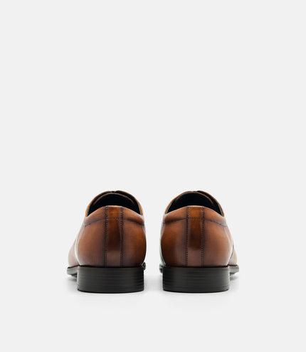Altitude Lightweight Embossed Leather Derby Shoes - Brown