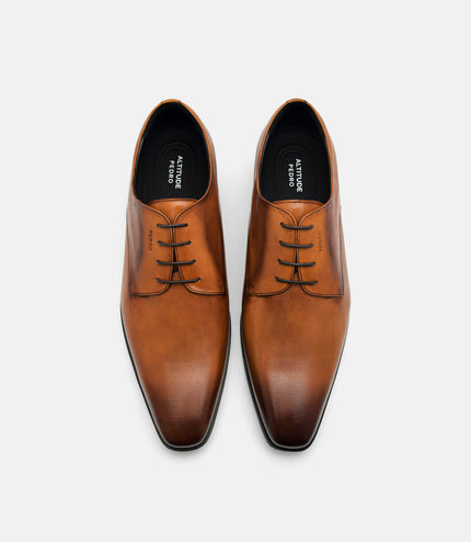 Altitude Lightweight Embossed Leather Derby Shoes - Brown