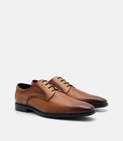 Altitude Lightweight Embossed Leather Derby Shoes - Brown