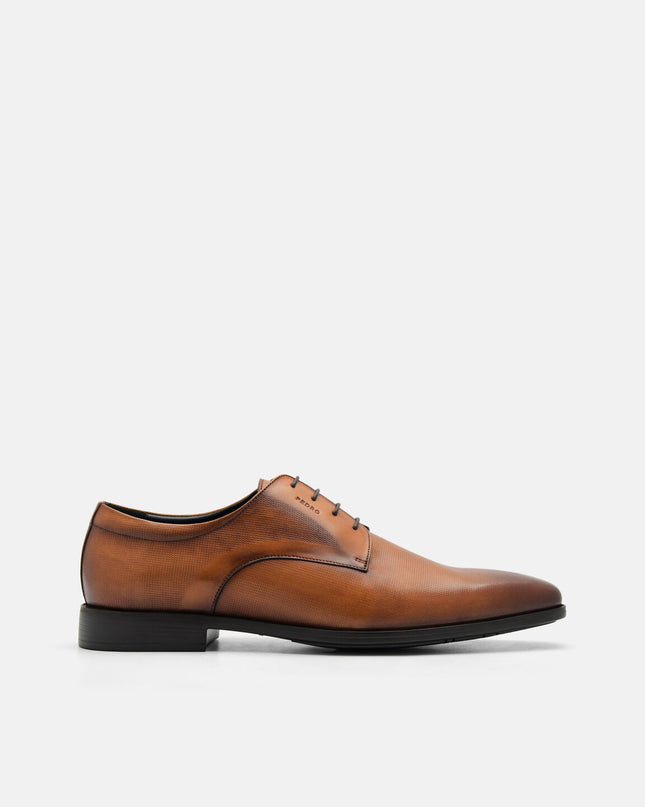 Altitude Lightweight Embossed Leather Derby Shoes - Brown