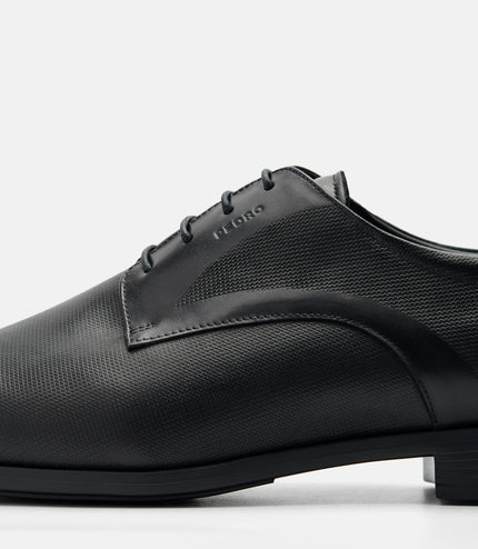 Altitude Lightweight Embossed Leather Derby Shoes - Black