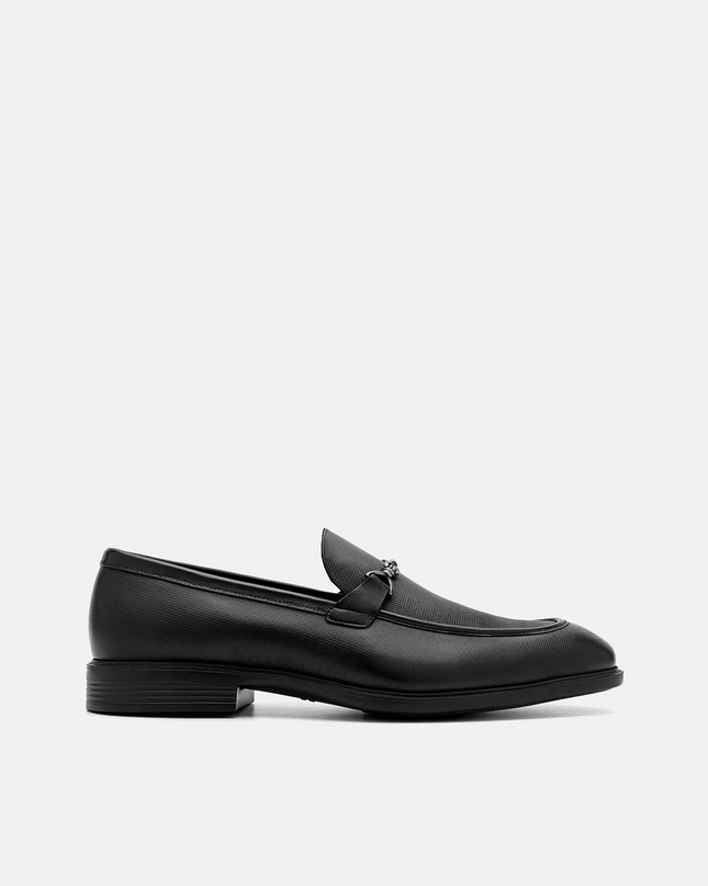 Altitude Lightweight Leather Horsebit Loafers - Black